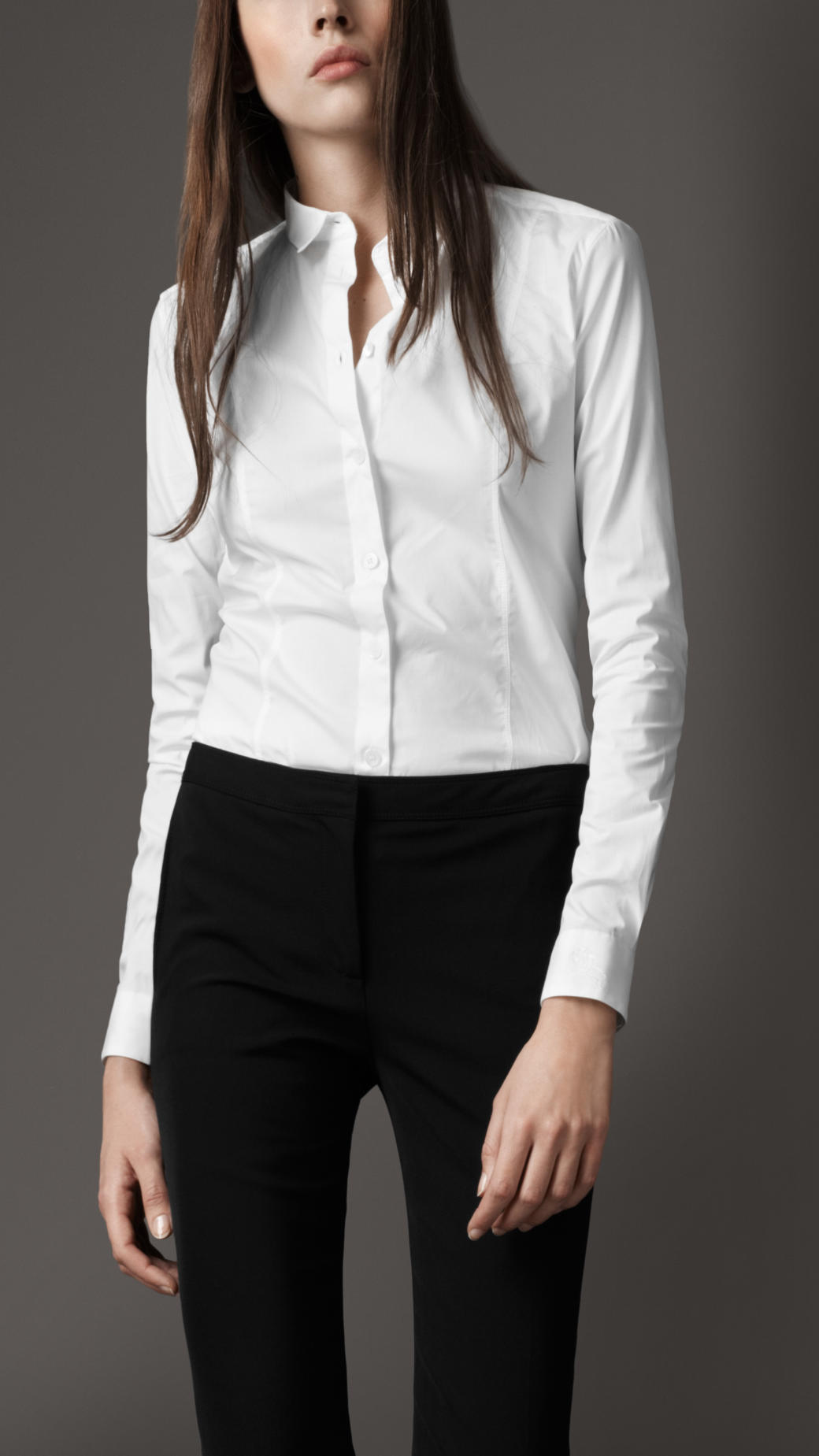 Burberry Fitted Button Down Shirt in White Lyst