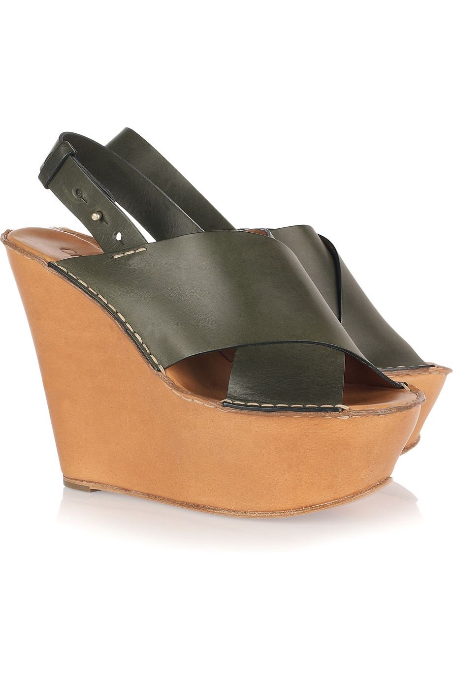 Lyst Green In Chloé Sandals Leather Vn0nwoym8 Wedge LGqSzpUMV