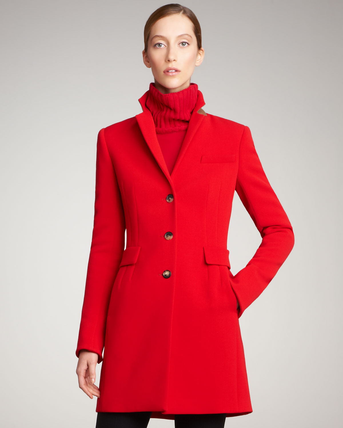 Akris Punto Back-vent Coat in Red | Lyst