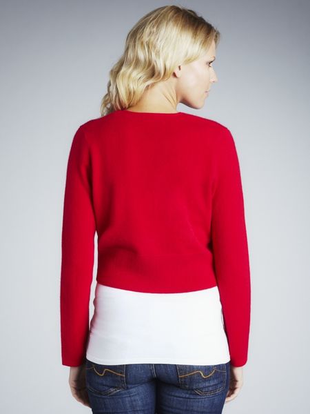 John Lewis John Lewis Women Cashmere Cropped Shrug, Red in Red | Lyst