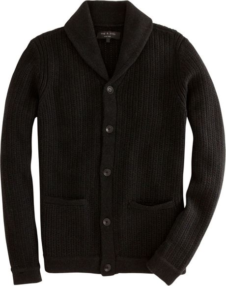 Rag & Bone Shawl Collar Cardigan in Black for Men | Lyst