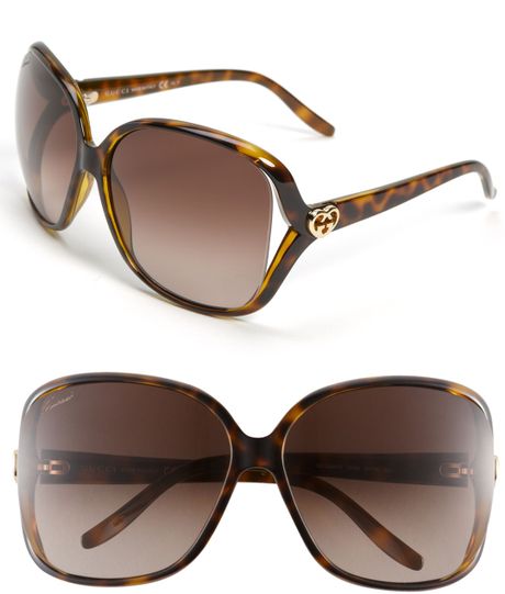 Gucci Oversized Frame Sunglasses in Brown (havana) | Lyst