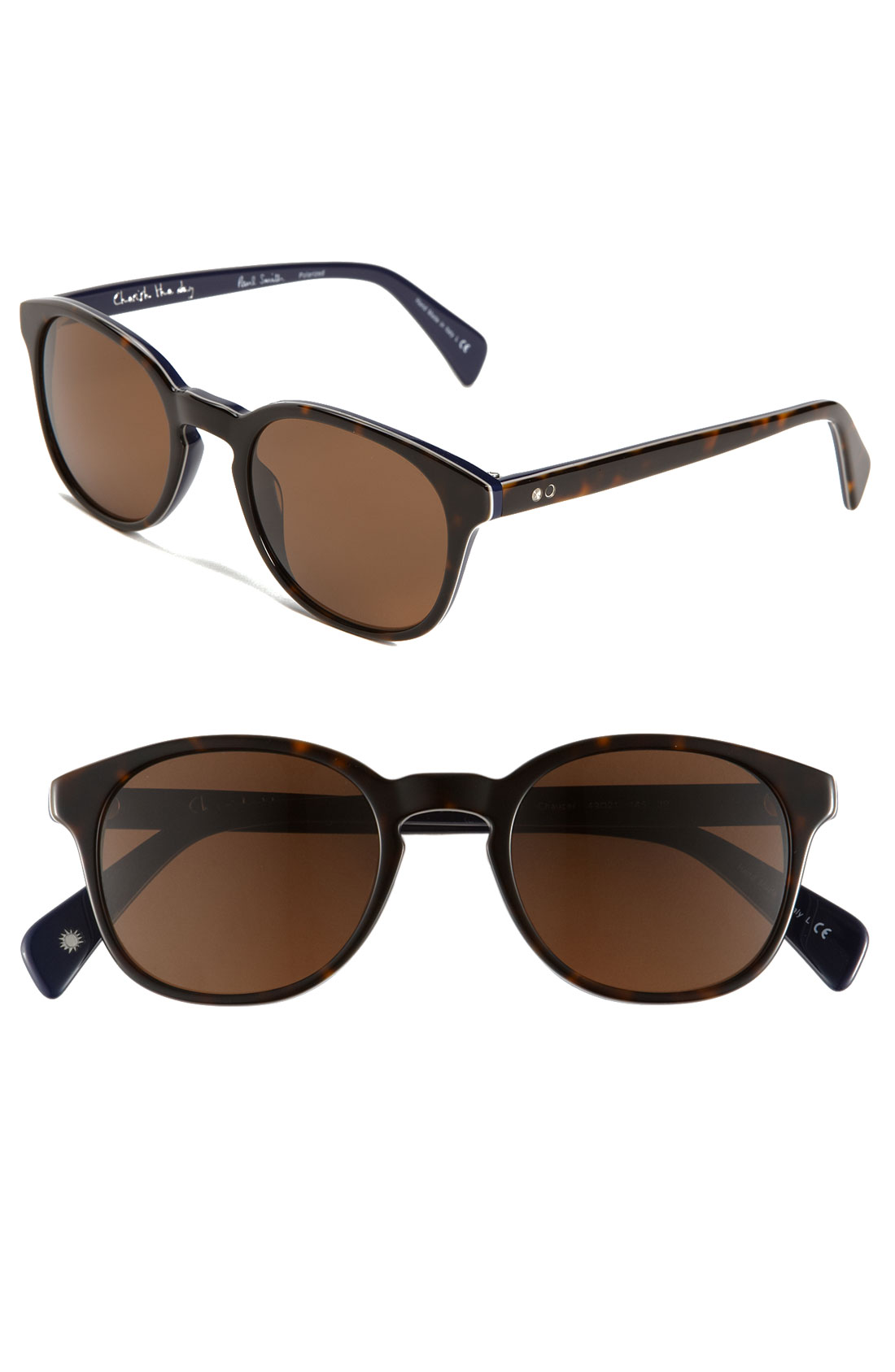 Paul Smith Round Polarized Sunglasses in Brown (oak/ midnight blue ...