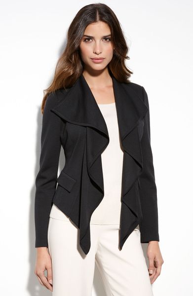 St. John Collection Ruffle Front Milano Knit Jacket in Black (caviar ...