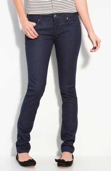 Vigoss Flap Pocket Skinny Leg Jeans in Blue (dark wash) | Lyst