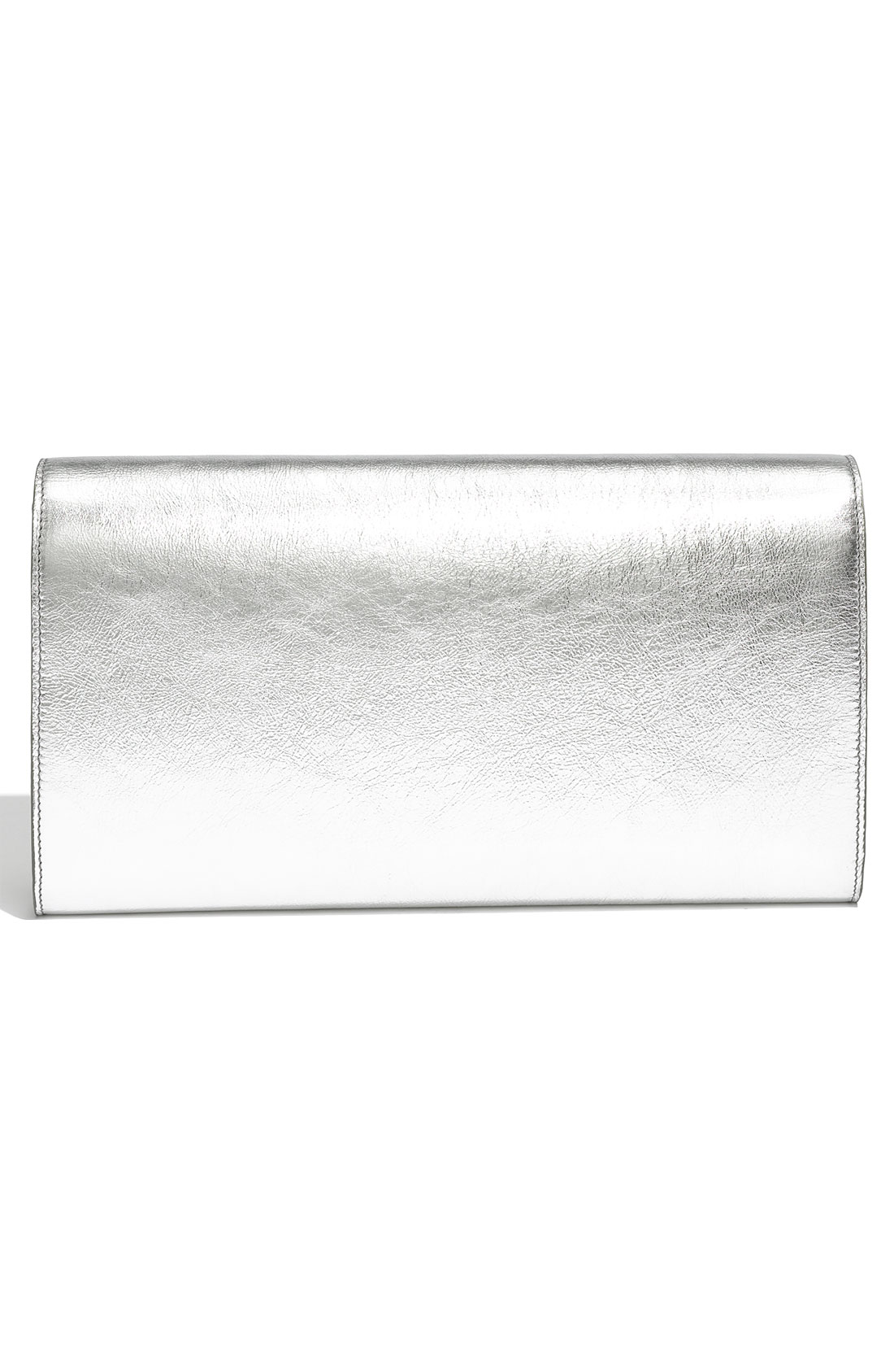 Saint laurent Belle De Jour Metallic Envelope Clutch in Silver | Lyst  