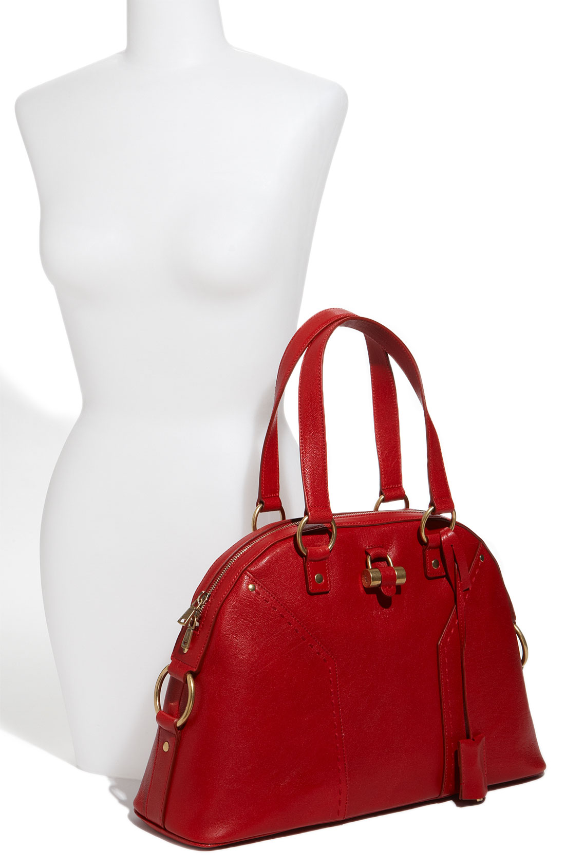 Saint laurent Muse - Large Leather Dome Satchel in Red (poppy) | Lyst  
