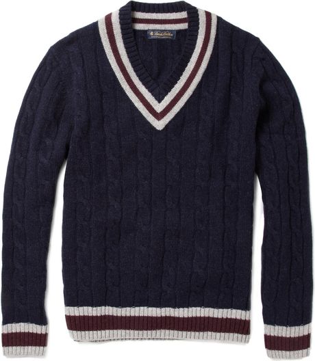 Brooks Brothers Lambswool Cricket Sweater in Blue for Men | Lyst