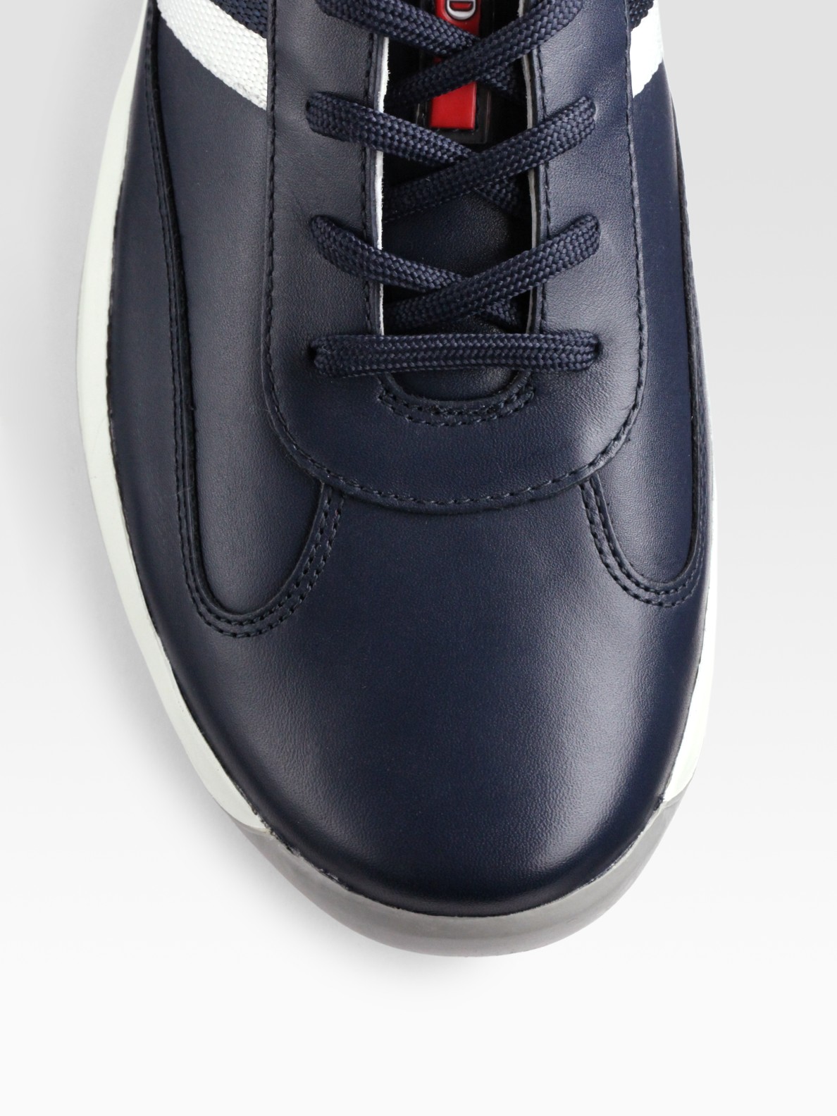 Prada Leather Lace-up Sneakers in Blue for Men | Lyst