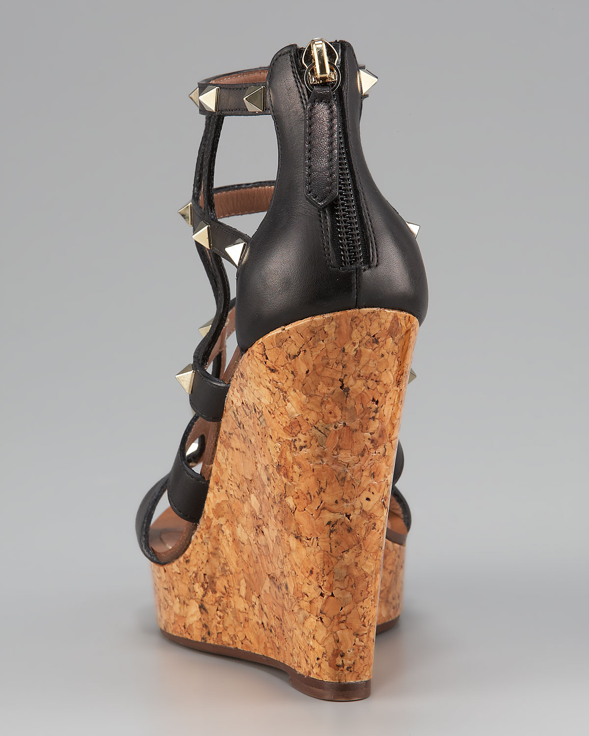 valentino rockstud cork platform sandals