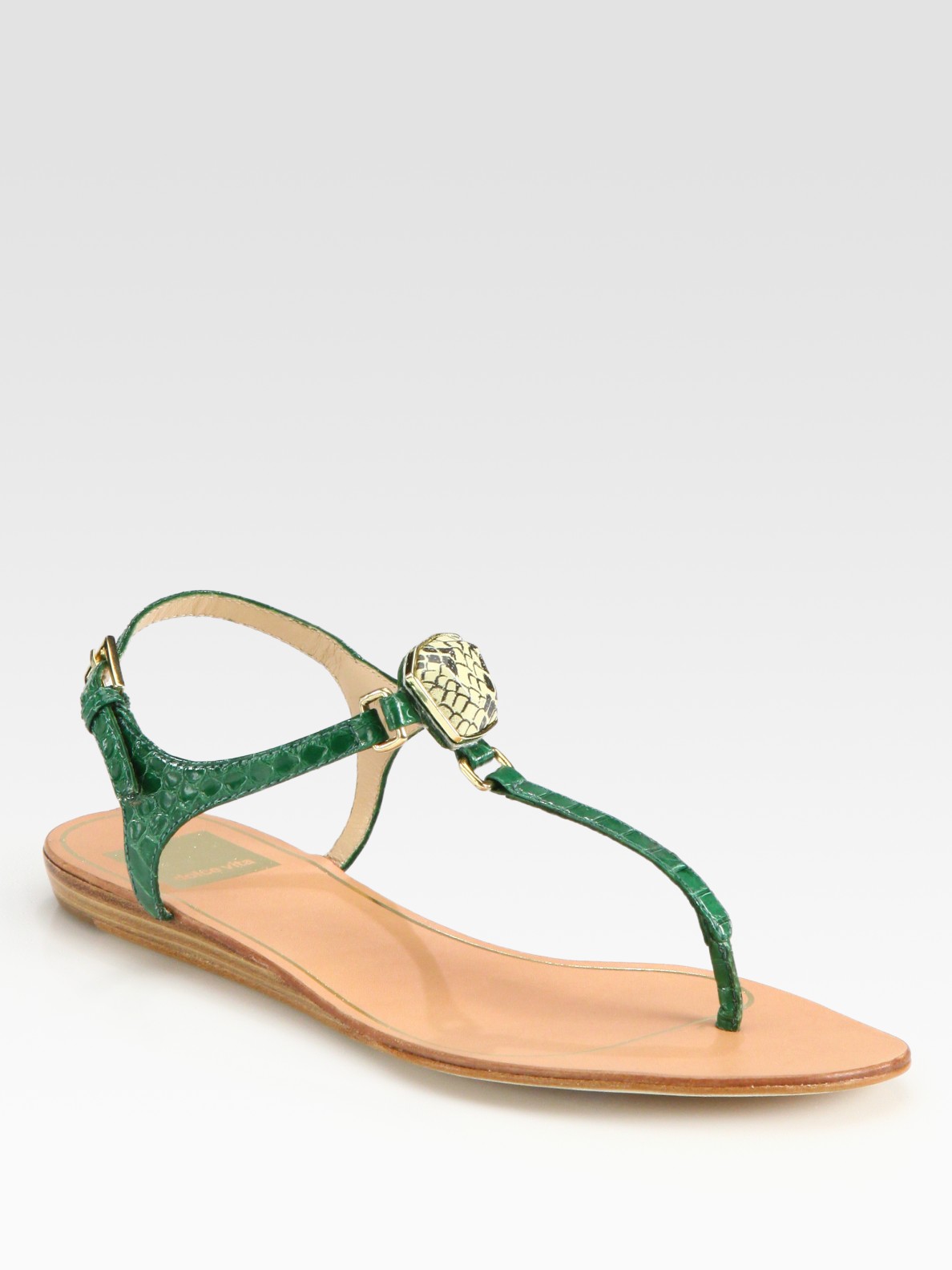 Dolce Vita Isolde Embellished Snake-print Leather Thong Sandals in ...