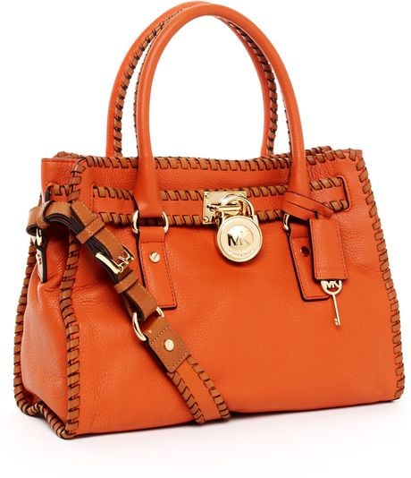 Michael Kors Hamilton Whipped East West Satchel, Orange in Orange | Lyst