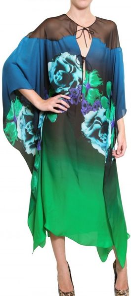 Roberto Cavalli Printed Silk Chiffon Kaftan Dress in Multicolor (multi ...