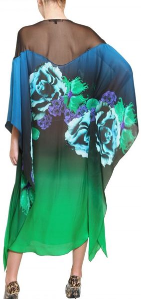 Roberto Cavalli Printed Silk Chiffon Kaftan Dress in Multicolor (multi ...