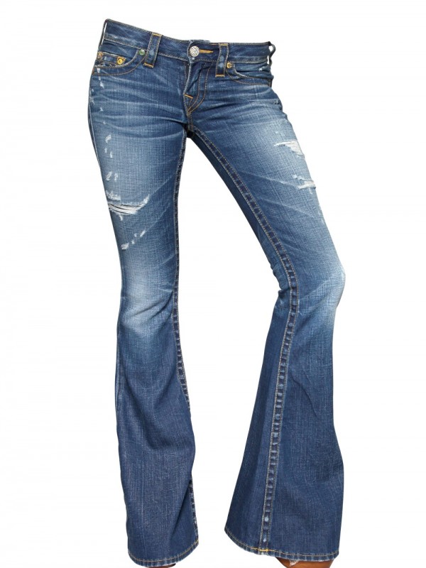 True religion Destroyed Denim Flared Carrie Jeans in Blue | Lyst