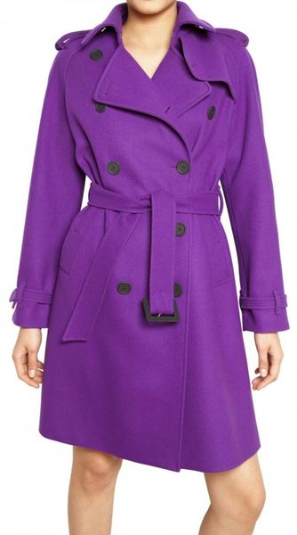 Blumarine Wool Cashmere Cloth Trench Coat in Purple | Lyst