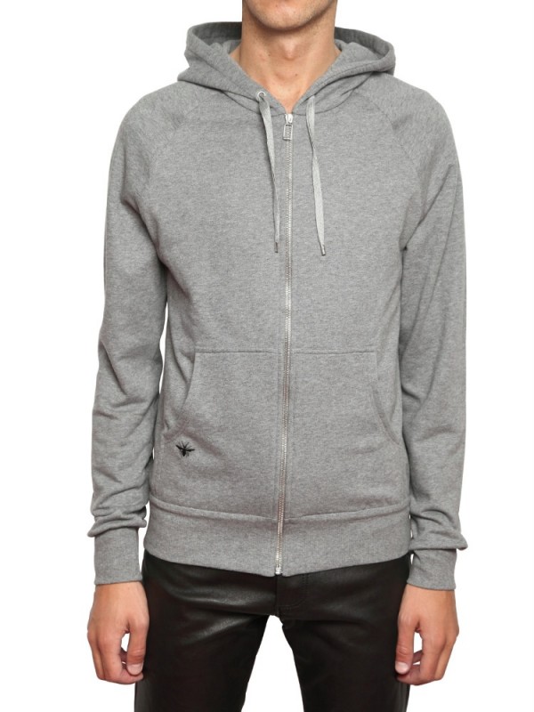 Dior Homme Bee Embroidered Hooded Sweatshirt in Gray for Men (grey) | Lyst