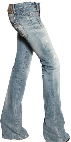 Dsquared² Low Waist Flared Washed Jeans in Blue | Lyst