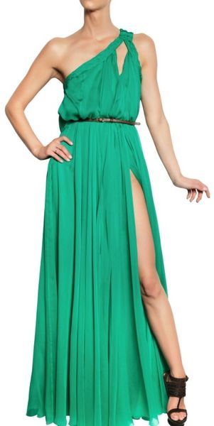 Dsquared² Silk Chiffon Long Dress in Green | Lyst