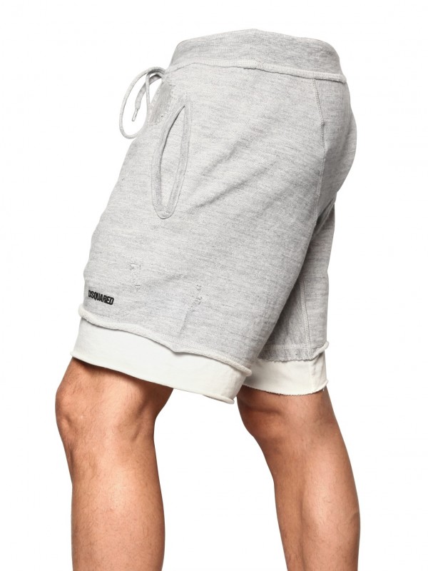 Lyst - Dsquared² Cotton Melange Fleece Shorts in Gray for Men