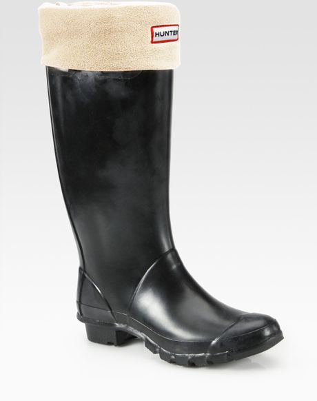 Hunter Huntress Wide-calf Rain Boots in Black | Lyst