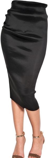 Lanvin Stretch Silk Organza Pencil Skirt in Black | Lyst