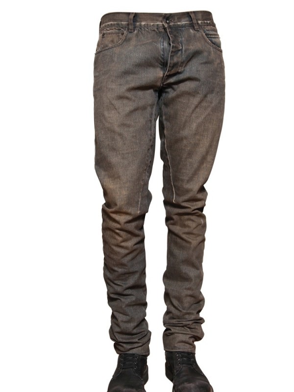 Rick Owens 18cm Waxed Denim Selvedge Jeans in Brown for Men | Lyst