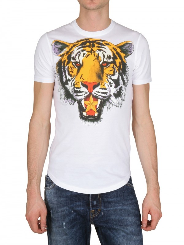 Dsquared² Tiger Print Tshirt in White for Men | Lyst