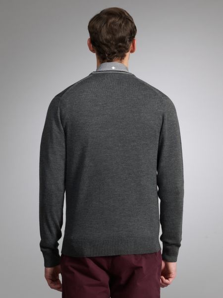 Fred Perry Merino Wool V Neck Sweater in Gray for Men (grey) | Lyst