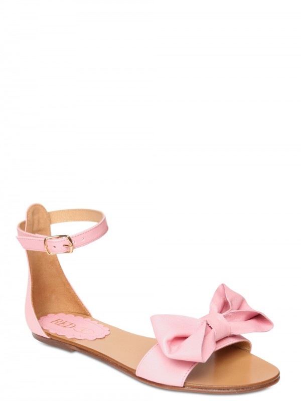 Lyst - Red Valentino Leather Bow Ankle Strap Flats in Pink