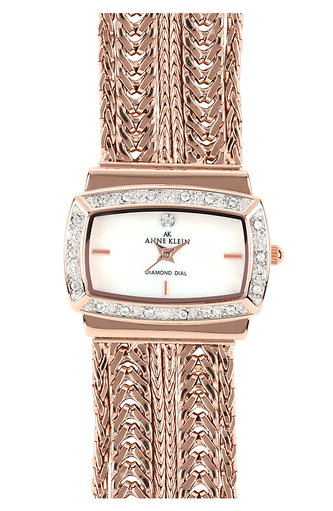 Ak Anne Klein Diamond Dial Chain Bracelet Watch in Pink (rosegold) | Lyst