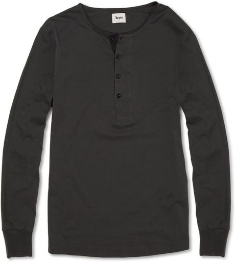 Acne Studios Humble Cotton Henley T-shirt in Black for Men | Lyst