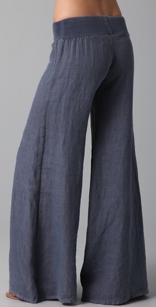 Enza Costa Linen Wide Leg Pants in Blue | Lyst