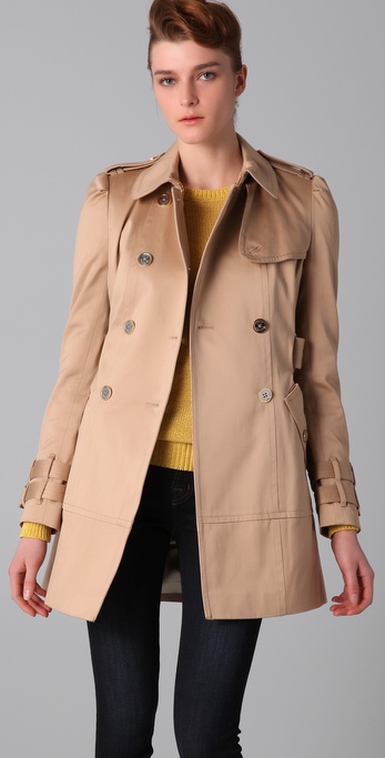 Lyst - Juicy Couture Solid Sateen Trench Coat in Natural