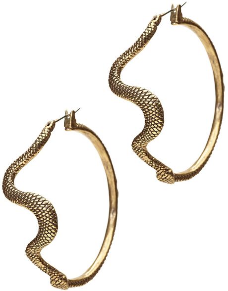 Lucky Brand Golden Snake Hoop Earrings in Gold | Lyst