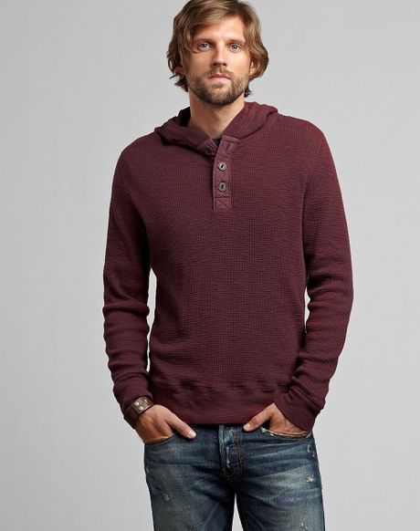 Lucky Brand Slub Thermal Henley Hoodie in Red for Men (rusted burgundy ...