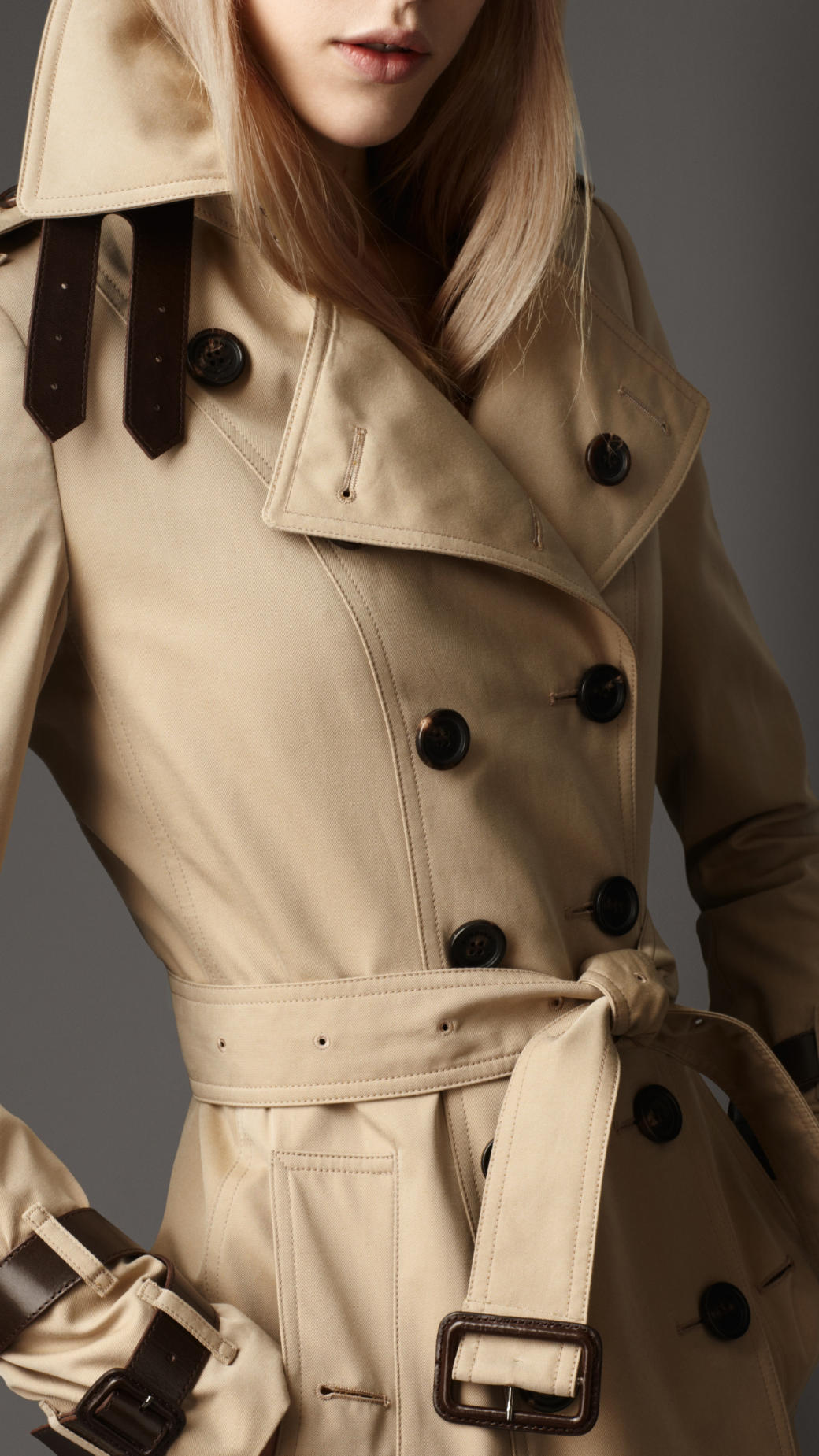 Lyst - Burberry Leather Belt Trench Coat in Natural