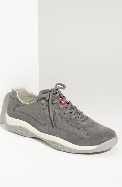 Prada Americas Cup Suede Sneaker in Gray for Men (grey) | Lyst
