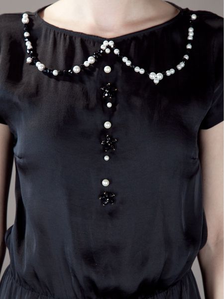 Love Moschino Beaded Collar Dress in Black | Lyst