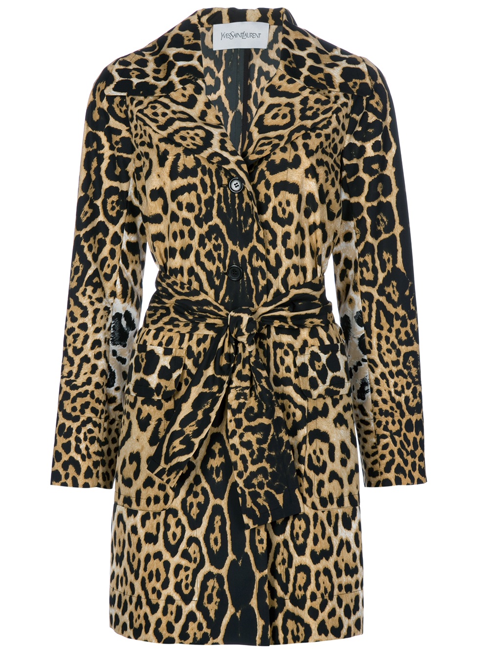Saint Laurent Leopard Print Coat in Animal (leopard) | Lyst