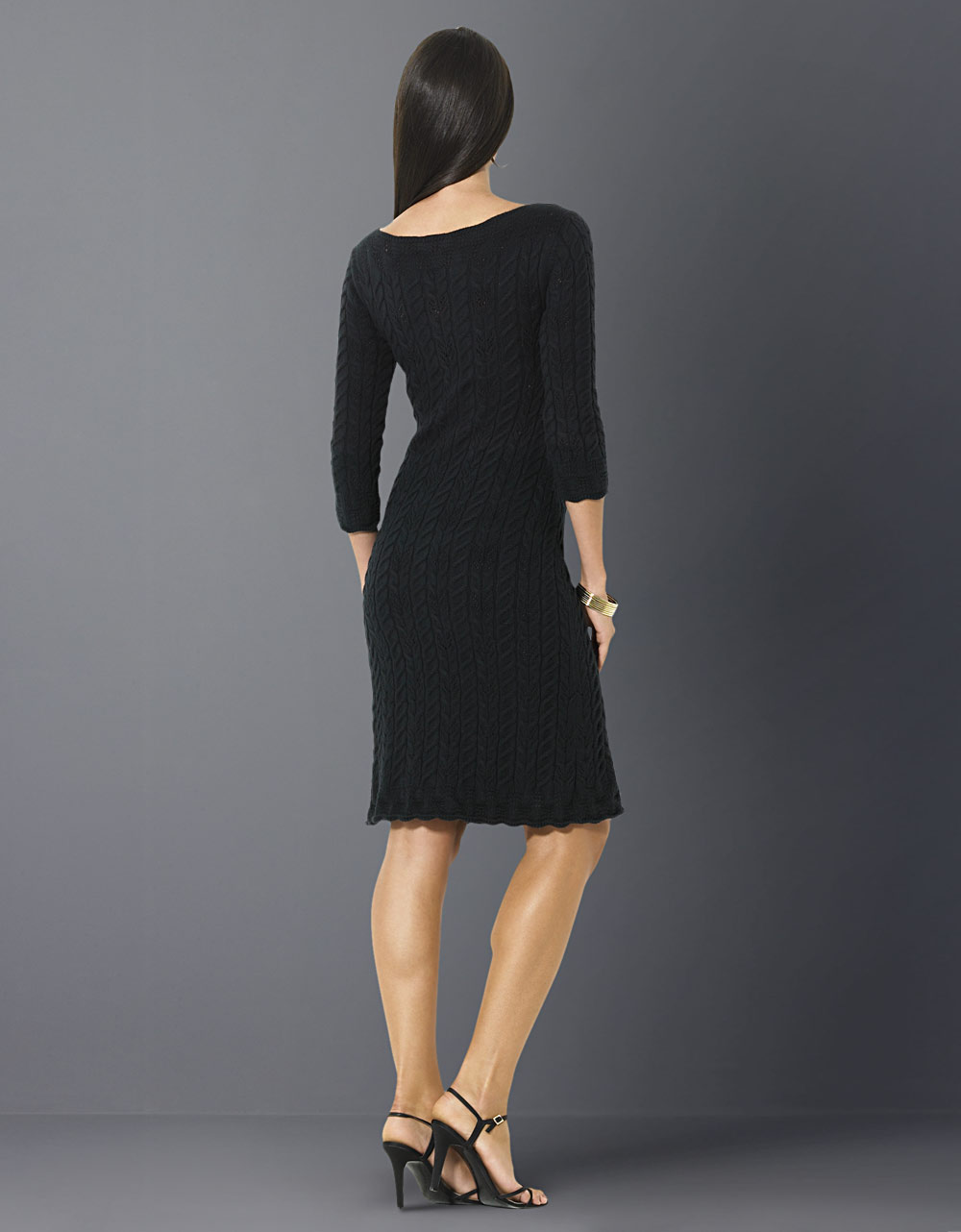 Lyst - Lauren By Ralph Lauren Cable-knit Sweater Dress in Black