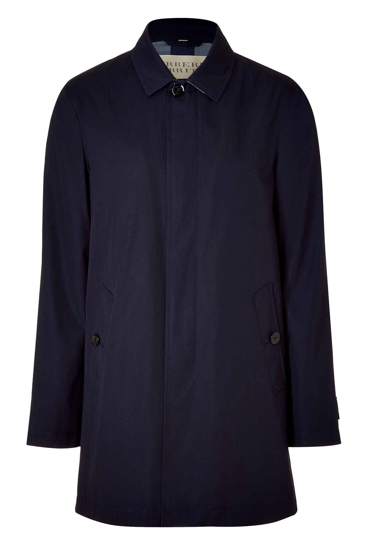 Lyst - Burberry brit Navy Check Lined Langley Mac Coat in Blue for Men