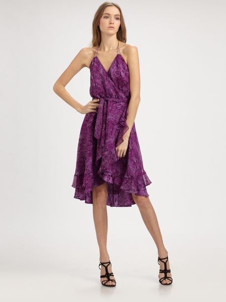 Haute Hippie Halter Ruffle Dress in Purple (violet) | Lyst