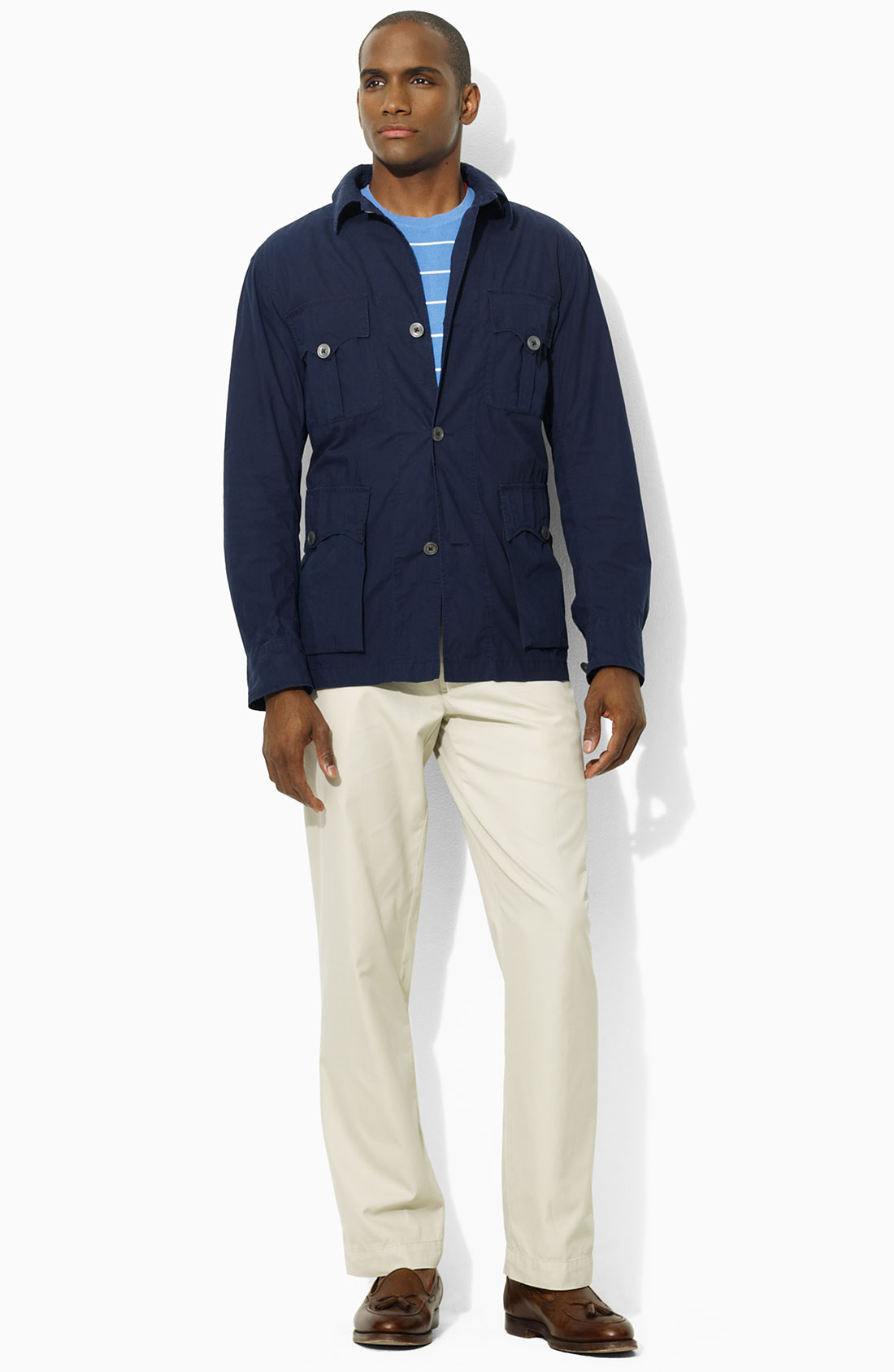 Polo Ralph Lauren Cotton Poplin Safari Jacket in Blue for Men (aviator ...