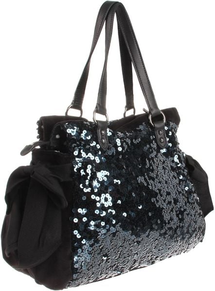 Juicy Couture Star Shine Sequin Velour Shoulder Bag in Black | Lyst