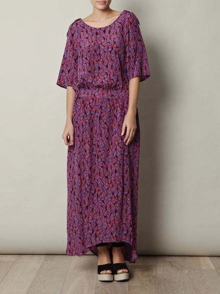 Suno Silk-twill Onion-skin Print Dress in Purple | Lyst