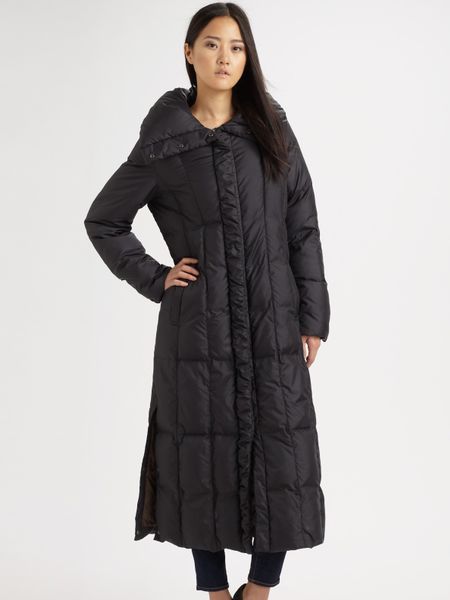 Cole Haan Full-length Quilted Puffer Coat in Black | Lyst