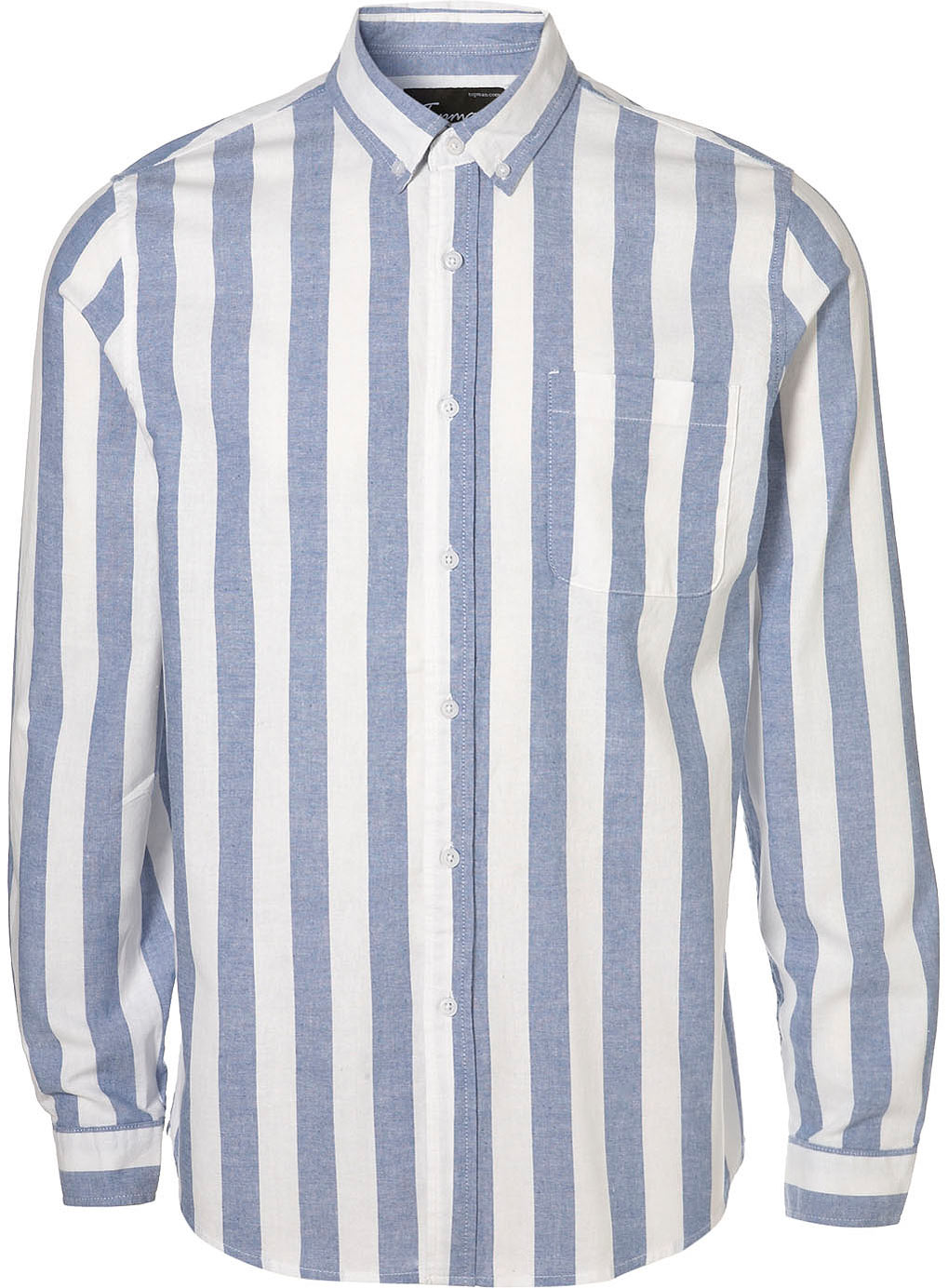 Long Blue Wide Stripe Oxford Shirt in Blue for Men | Lyst