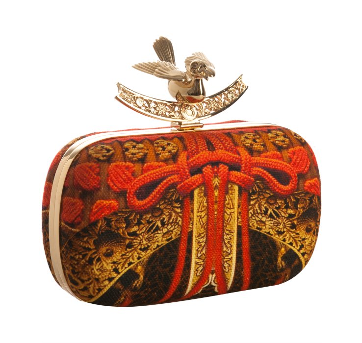 Alexander Mcqueen Orange Regal Print Canvas Dove Box Clutch in Orange ...