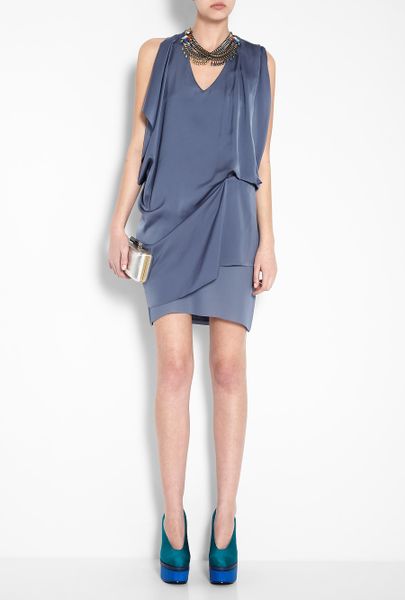 Acne Studios Mallory Draped Crepe Dress in Gray (blue) | Lyst